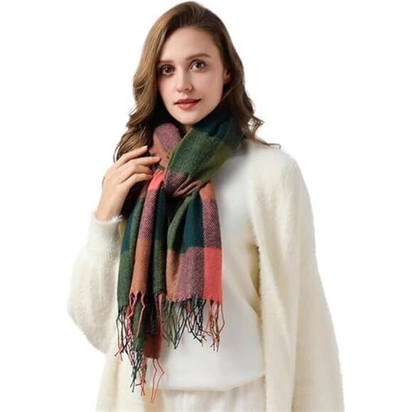 Womens Winter Scarf, Fashion Cashmere Feel Plaid Scarfs for Women - Picture 1 of 5